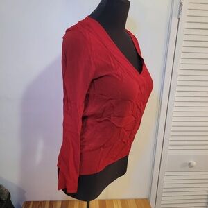 Zara Deep Red V-Neck Blouse